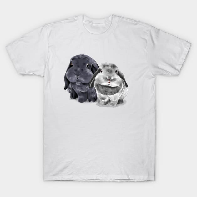 Blue and Joy | Holland Lop Rabbit Couple | Bunniesmee T-Shirt by GambarGrace